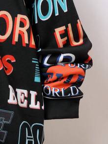 SHEIN Tween Boy Letter Graphic Drop Shoulder Sweatshirt - Multicolor - View 4