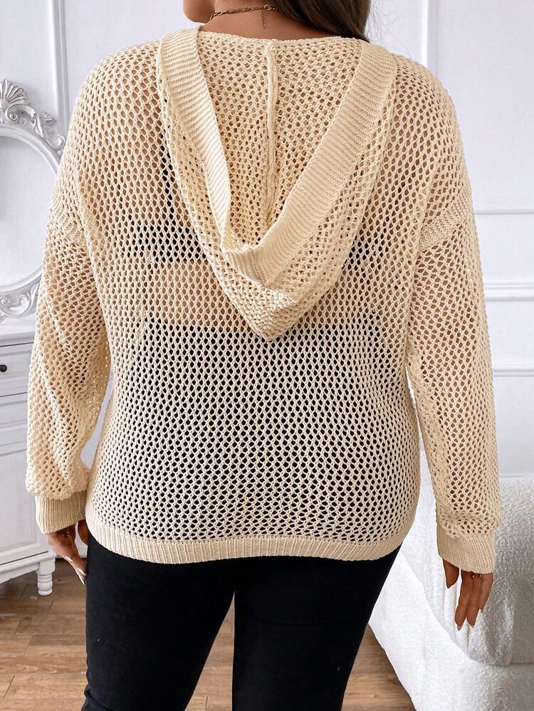 Plus Tie Neck Drop Shoulder Sweater Without Bra Knit Pullover Fall Winter Sweater