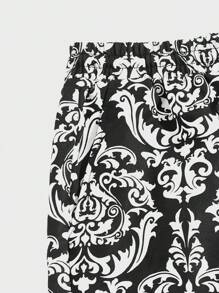 GENTILAND Nam In Toàn bộ Eo dây rút Quần - Đen và trắng - Xem 3