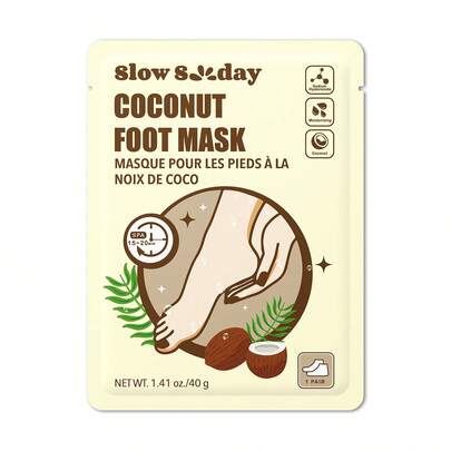 SlowSunday Coconut Foot Mask, For Dry Cracked Feet, Moisturizing, Soothing Skin, Deep Nourishment, Suitable For Summer, Y2K, Ideal For Party