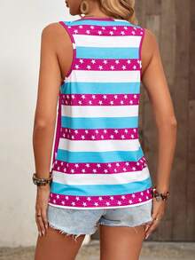 SHEIN LUNE 星星印花背心上衣 - 中紫紅色 - 查看 2