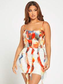 SHEIN SXY Tie Dye Draped Detail Cami Top - Multicolor - View 4