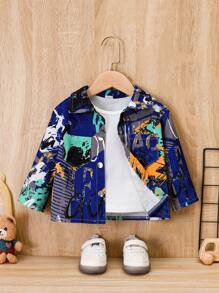 Baby Boy 1pc Graffiti Print Button Front Coat - Multicolor - View 1