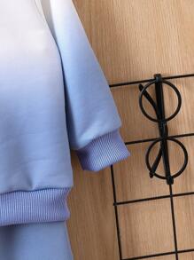 Baby Girl Letter Graphic Ombre Sweatshirt & Sweatpants - Blue and White - View 5