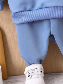 Baby Girl Letter Graphic Ombre Sweatshirt & Sweatpants - Blue and White - View 6