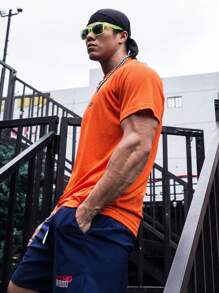 Manfinity Sport Corelite Men Letter Graphic Sports Tee - Orange - View 4