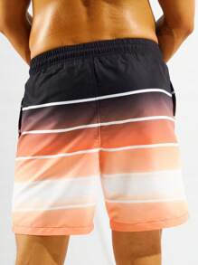 Manfinity Men Striped Drawstring Waist Swim Trunks - Multicolor - View 2