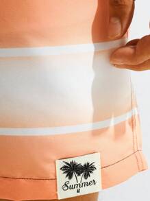 Manfinity Men Striped Drawstring Waist Swim Trunks - Multicolor - View 6