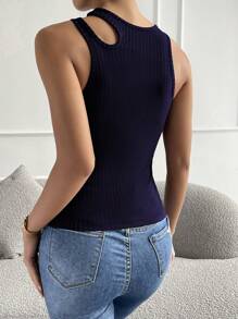 Allurite 露肩彈力針織上衣，派對必備上衣 - 藏蓝色 - 查看 2