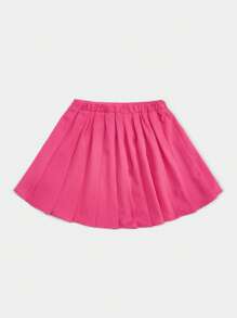 SHEIN 女小童翻蓋細節百褶下擺半身裙 - 粉色 - 查看 2