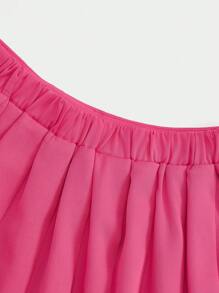 SHEIN 女小童翻蓋細節百褶下擺半身裙 - 粉色 - 查看 4