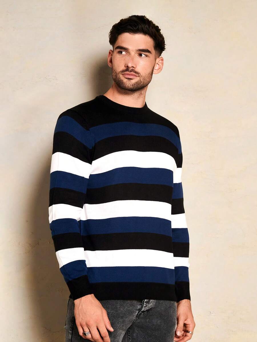 EURMUSE Men Mock Neck Sweater - Blue - View 1