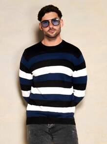 EURMUSE Men Mock Neck Sweater - Blue - View 3