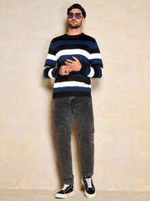 EURMUSE Men Mock Neck Sweater - Blue - View 7