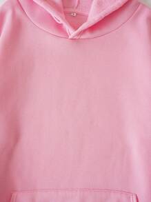 INAWLY 标语图案袋鼠口袋抽绳保暖连帽衫时间永不停歇我们不断前进 - 粉色 - 查看 5