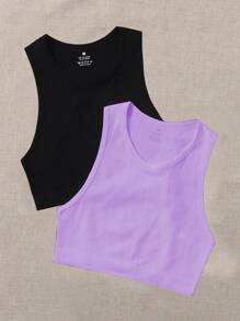 Velisys 2入組素色條紋針織運動背心 - 彩色 - 查看 3