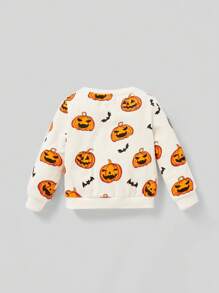 Cozy Pixies Baby Boy Halloween Pumpkin & Bat Print Pullover,In Fall/Winter - Multicolor - View 2
