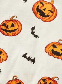 Cozy Pixies Baby Boy Halloween Pumpkin & Bat Print Pullover,In Fall/Winter - Multicolor - View 6