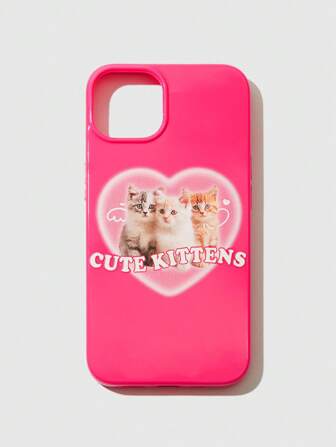 Kawaii 1pc Letter Cartoon Cat TPU Phone Case Compatible With IPhone