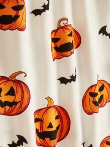 Cozy Pixies Baby Boy Halloween Pumpkin & Bat Print Pullover,In Fall/Winter - Multicolor - View 7