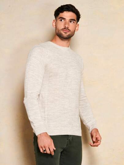 RueChic Hombres Jersey unicolor tejido de canalé