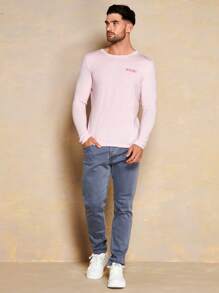 RueChic Men Letter Graphic Tee - Baby Pink - View 4