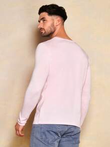 RueChic Men Letter Graphic Tee - Baby Pink - View 2