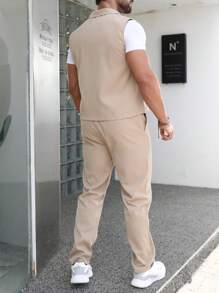 Manfinity Homme Nam Túi có nắp Áo sơ mi & Eo dây rút Quần - Màu Khaki - Xem 2