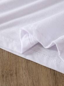 INAWLY 字母图案 T 恤 图案 T 恤 女式上衣 - 白色 - 查看 5