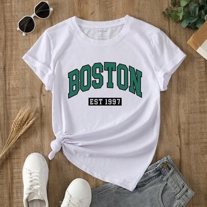 Letter Graphic Tee Graphic Tees Women Tops