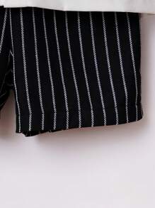 SHEIN Baby Jungen Streifen, Schleife vorne, 2 in 1 Shirt mit & Shorts mit