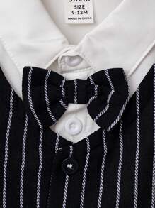 SHEIN Baby Jungen Streifen, Schleife vorne, 2 in 1 Shirt mit & Shorts mit