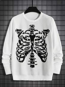 Manfinity RebelGame Men Halloween Skeleton Pattern Sweater - Black - View 1