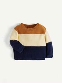 Cozy Pixies 男嬰休閒條紋圖案套頭衫套頭毛衣帶圓領,長袖