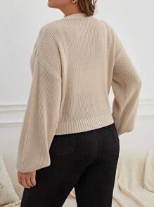 SHEIN Essnce Plus Drop Shoulder Button Front Cardigan, For Winter Fall