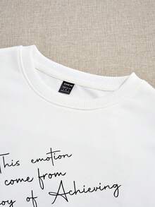 SHEIN Unity 愛心和標語圖案落肩袖運動衫 - 白色 - 查看 5