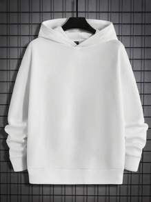 GENTILAND Oversized Men's Slogan Graphic Long Sleeve Casual Hoodie - White - View 3