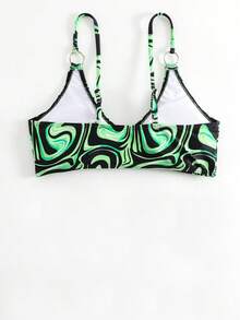 滿版印花環鏈比基尼泳裝上衣 - 彩色 - 查看 2