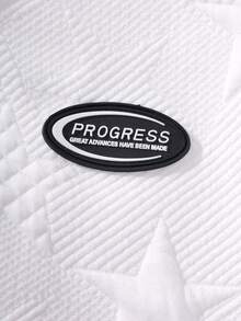 SHEIN 女大童字母補丁細節拉鏈開襟夾克 - 白色 - 查看 6