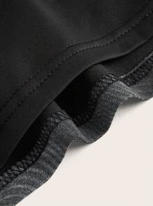 SHEIN ICON Letter Graphic Colorblock Crop Tee - Black - View 3