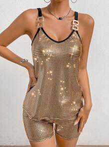 SHEIN LUNE 鏈條細節吊帶背心和短褲