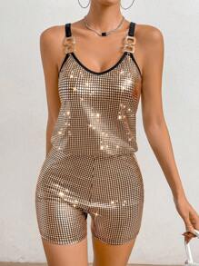 SHEIN LUNE 鏈條細節吊帶背心和短褲