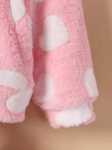 SHEIN 女大童滿身愛心圖案3D耳朵設計連帽毛絨夾克 - 彩色 - 查看 3