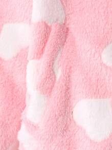 SHEIN 女大童滿身愛心圖案3D耳朵設計連帽毛絨夾克 - 彩色 - 查看 5