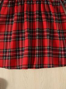 SHEIN 女小童格紋印花小高領洋裝 - 彩色 - 查看 6