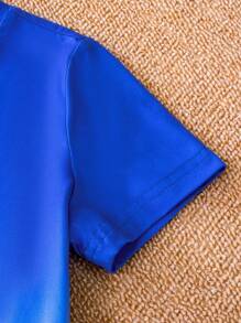 SHEIN 休閒字母 漸層男童（小）兩件套 - 藍白色 - 查看 6