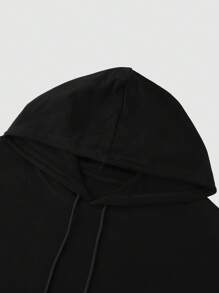 RueChic Men Bear Print Drawstring Hoodie - Black - View 5