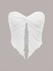 SHEIN ICON Twist Split Hem Tube Crop Women Tops - White - View 1