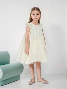 Young Girl Ruffle Trim Smock Dress