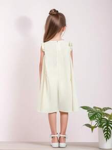 Young Girl Ruffle Trim Smock Dress